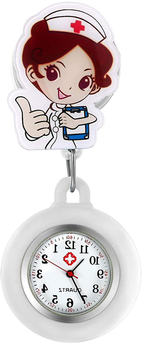 Relojes de Enfermera retráctiles con Clip para Solapa, médicos, clínicas, túnica, Estetoscopio, Insignia de Silicona, Reloj de Lactancia para niñas