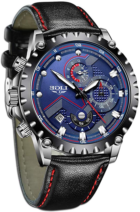 LIGE Relojes Hombres Cronógrafo Impermeable