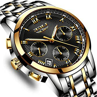 Relojes, Relojes de Hombre, Reloj de Cuarzo analógico de Negocios único para Hombres Cronógrafo de Acero Inoxidable Resistente al Agua