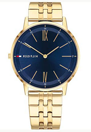 Tommy Hilfiger Reloj Analógico para Hombre de Cuarzo con Correa en Bañada en Oro 1791513