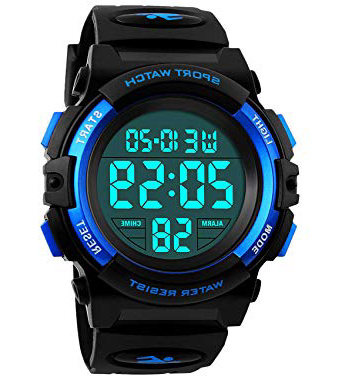 Relojes para niños, Relojes Deportivos para niños, Relojes Deportivos para niños, 5 Relojes a Prueba de Agua con Alarma/Temporizador/luz, Reloj Azul para niños por BHGWR