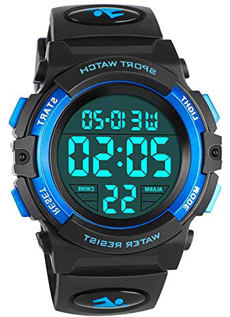 Relojes Infantiles para niños, Reloj Deportivo Digital al Aire Libre a Prueba de Agua con Alarma/Cronómetro, Relojes de Pulsera Digitales Infantiles para niños Cumpleaños Azul RSVOM