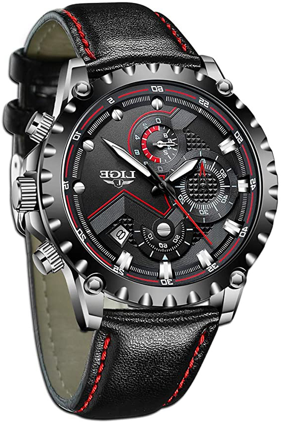 LIGE Relojes Hombres Cronógrafo Impermeable