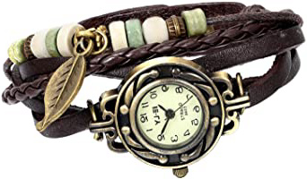 Avaner - Reloj de Pulsera de Cuero Hecho a Mano, diseño de Hoja de árbol, para Mujer y Hombre