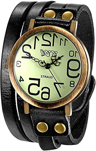 JewelryWe Luxury Vintage Pulsera de Cuero Reloj Hombres Mujeres Reloj de Pulsera Ladies Dress Cuarzo Relojes