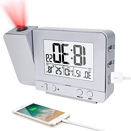 CAMPSLE Pantalla LED Proyector Despertador,