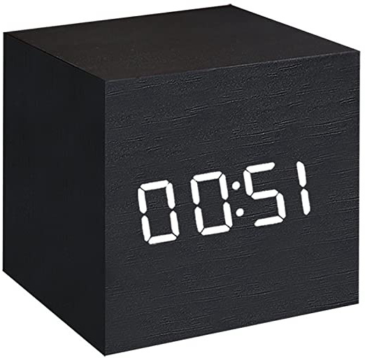 FONCBIEN Despertador Digital LED Madera Mini Reloj gráfico Escritorio Viaje Decoration de casa