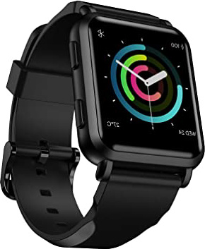 FINFIT GTM Smartwatch con GPS Integrado,Reloj Inteligente Monitor de frecuencia cardíaca 24/7 Health & Fitness Tracker,Pantalla táctil Completa Notificaciones FB/wahtsAPP, (Stealth Black)