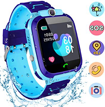 NAIXUES Smartwatch Niños, Reloj Inteligente Niño IP67, LBS, Hacer Llamada, Chat de Voz, SOS, Modo de Clase, Cámara, Juegos, Regalo para Niños de 3-12 años, soporta 2G Tarjetas Micro SIM (Azul)