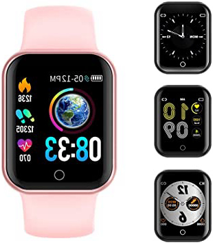 Smartwatch, KUNGIX Reloj Inteligente Impermeable IP68 Pulsera de Actividad Inteligente con Monitor de Sueño Pulsómetros Podómetro Contador de Caloría, para Hombre Mujer niños (Rosa)