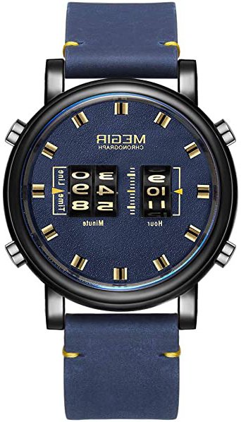 Elegante Reloj de Pulsera para Hombre, Correa de Piel auténtica, Movimiento de Cuarzo, Resistente al Agua y a los arañazos, cronógrafo analógico de Negocios Relojes