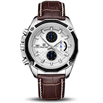 Relojes Hombre Relojes de Pulsera Marea Cronometro Impermeable Fecha Calendario Analogicos Cuarzo Relojes de Hombre Deportivo Casual Clásicos Multifunción con Correa de Cuero