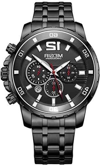 Relojes para Hombre Moda Acero Inoxidable Deportivo Analógico Reloj Cronógrafo Impermeable Negocios Reloj de Pulsera