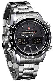 NAVIFORCE NF9024 Reloj de Hombres Cuarzo de Doble Tiempo Reloj Deportivo con Función de Cronómetro de Alarma de Retroiluminación Cronómetro