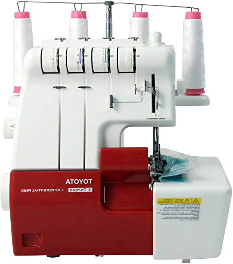 Toyota SLR4D - Máquina de Coser overlock, Velocidad de Costura 1500 RPM, Color Rojo/Blanco