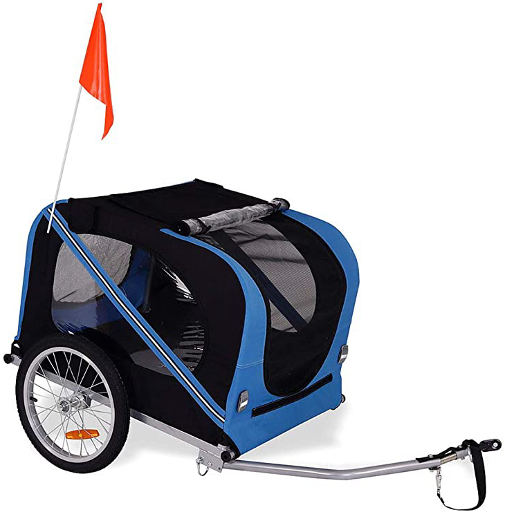 Dibea pt10756 Perros – Remolque para Bicicleta con Acoplamiento y Seguridad Correas, 2 Colores, Azul/Negro