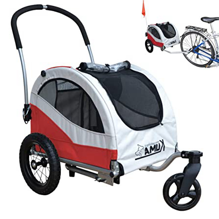 Papilioshop Kuma Remolque Carrito para Bicicleta Cochecito Transporte Perros Animales, Rojo