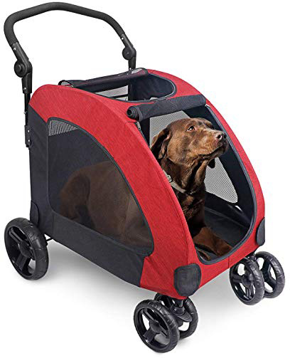 Wooce Pet Carrito de Cuatro Ruedas Trolley para Perros Carritos de Gatos Plegables para Perros Grandes medianos Salientes, Carga Dentro de 60 kg - Rojo