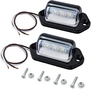 Justech 2x Luces de Placa de Matrícula LEDs Lámparas Traseras Universal 12V/ 24V para Coche Remolque Vehículo Camión UTE Caravana Barco