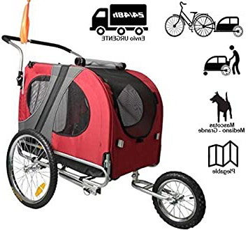 Remolque de bicicleta para mascotas ( perros medianos - grandes). Remolques con rueda delantera Jogger 12”. Barra de remolque + Pieza de enganche. Remolque de perros de GRAN CAPACIDAD. Reflectores + rejillas de ventilación.