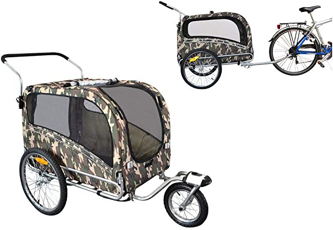 Polironeshop Argo - Remolque y carrito para bicicleta para el transporte de perros, camuflaje, Large