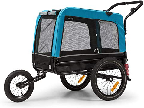 KLAR FIT Klarfit Husky Vario 2 en 1 Remolque para Perro y Silla de Paseo para Perro - Aprox. 240 litros de Volumen, Material: 600D Oxford Canvas, SmartSpace Concept, Carga máxima: 40 kg