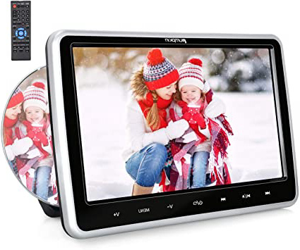 Pumpkin Reproductor de DVD para Reposacabezas de Coche con 10.1” HD LCD Pantalla de Unidad Óptica de Succión, Soporta Tarjeta SD, USB, CD, DVD, AV-IN/out Región Libre, con Mando a Distancia