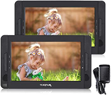 Pumpkin 10.1" Reproductor DVD Portátil con 2 Pantalla para Reposacabezas de Coche, Soporta SD/ USB/ CD/ DVD Región Libre, 4 Horas Batería Recargable con Mando a Distancia
