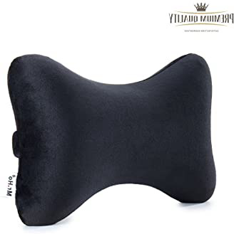 Mr.Ho Terciopelo Almohada para el Reposacabezas del Coche, Cojín Cervical con Soporte de Cuello para el Asiento del Coche con Espuma de Memoria para Conducir - con Cubierta Extraíble-Negro