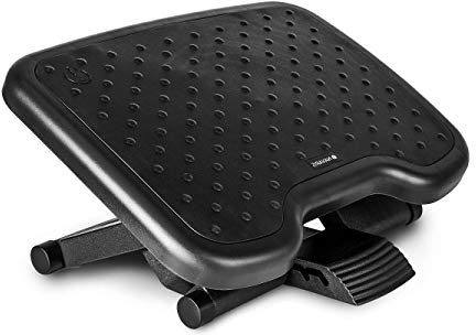 Navaris reposapiés de Oficina - Soporte para pies inclinable 0-25° - Apoya pies ergonómico con Efecto Masaje - Base para pies de 35x28.5CM en Negro