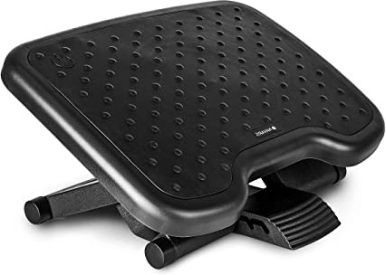 Navaris reposapiés de Oficina - Soporte para pies inclinable 0-25° - Apoya pies ergonómico con Efecto Masaje - Base para pies de 35x28.5CM en Negro