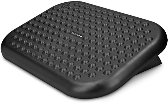Navaris reposapiés de Oficina - Soporte para pies con Altura Ajustable - Apoya pies ergonómico y Ajustable con Efecto Masaje - Base Regulable Negra