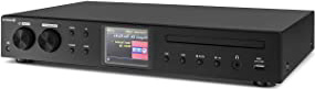 AUNA iTuner CD - Receptor HiFi, Radio de Internet, WLAN, Spotify Connect, Sintonizador Dab+ FM, Reproductor de CD, Puerto USB, MP3, Pantalla TFT Color, Frontal de Acero Inoxidable, Negro