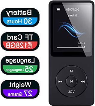 Reproductor de MP3, Reproductor de Música Running HiFi Lossless Sound, Reproductor de Audio Digital de 1,8 Pulgada, Altavoz Incorporado, Grabación de Voz, Radio FM, Soporta TF hasta 128GB