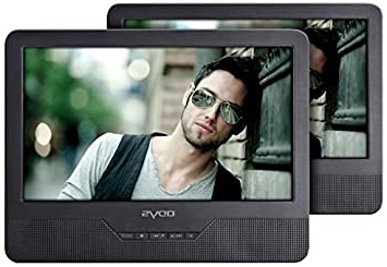 Odys Seal - Reproductor de DVD portátil con 2 pantallas (LCD TFT, 9", 800 x 480p, 3.5 mm, USB 2.0), color negro