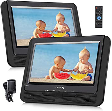 Pumpkin Reproductor de DVD Portátil Coche con 9 Pulgadas 2 Pantallas soporta Tarjeta SD, USB, con Mando a Distancia para Resposacabezas de Coche