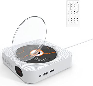 Reproductor DVD,VIFLYKOO Reproductor de DVD/CD portátil Radio CD/DVD Bluetooth con HD 1080p y Altavoz de Alta fidelidad Incorporado Radio FM, conexión AV y USB y HDMI, Azul,Blanco