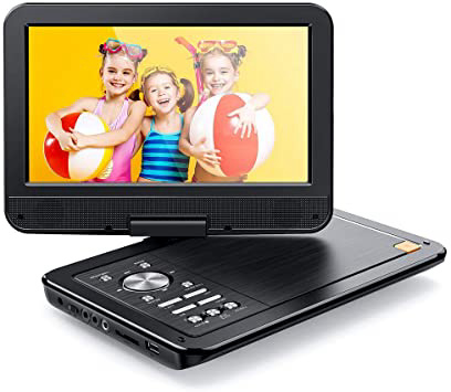 APEMAN 12.5” Reproductor de DVD Portátil para el Coche 10.5”Reproductor DVD con Pantalla Giratoria Soporta Tarjeta SD/USB/CD/DVD Batería Recargable con Mando a Distancia