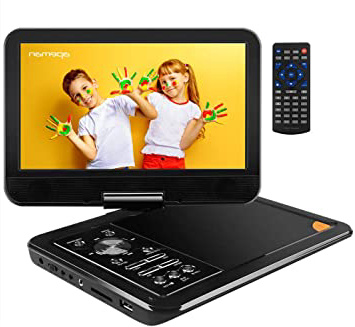 APEMAN Reproductor de DVD portátil de 11.5 "con Pantalla giratoria de 9.5 '' para Reproductor de DVD para automóvil Admite batería Recargable de Tarjeta SD/USB/CD/DVD con Control Remoto
