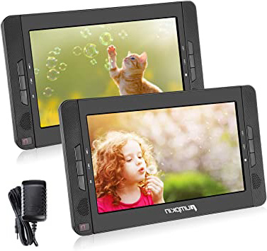 Pumpkin 2 Reproductores DVD Portátil Coche / Casa- 10.1 ” reposacabezas con Dos Pantallas soporta USB/ SD/ CD/ TV, 5 Horas de Reproducción de la Batería con Mando a Distancia