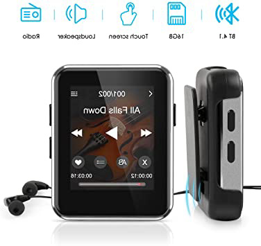 Reproductor MP3 16GB Bluetooth 4.1 con 1.77” Pantalla Táctil Completa,Timoom MP4 Bluetooth Running HiFi con Auriculares y Clip para Grabación,FM Radio,E-Book,Vídeo,Soporte hasta 128 GB TF Tarjeta