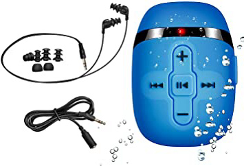 8GB de Acuatico Natación Reproductor de mp3 con Auriculares de Cable Corto (3 Tipo swimbuds),MP3 Running Auriculares Sumergibles, Shuffle característica (Blue)