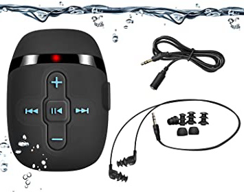 8GB de Acuatico Natación Reproductor de mp3 con Auriculares de Cable Corto (3 Tipo swimbuds),MP3 Running Auriculares Sumergibles, Shuffle característica (Black)