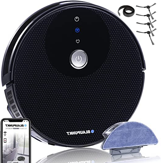 BLAUPUNKT | Robot Aspirador y Fregasuelos Bluebot XBOOST | Control por APP, Alexa, Google Home | Mapeo Limpieza Inteligente | Gran Bolsa Basura 600 ml | 2 Horas De Autonomía | Mira