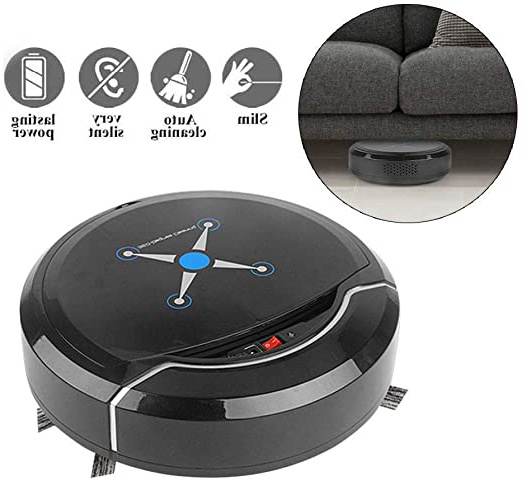 QYLT Aspirador de Robot, Robot de Limpieza automático, Superfino, Succión Fuerte de 1500Pa, Sensor de caída, Limpiador Automático de Pisos por aspiración de Robot Inteligente (Negro)