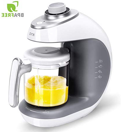 KYG Robot de Cocina al Vapor Procesador de Alimentos para Bebés 5 en 1 Máquina para Hacer Puré Smoothie Sopa y Zumo para Bebés, 430w, Color Blanco y Gris