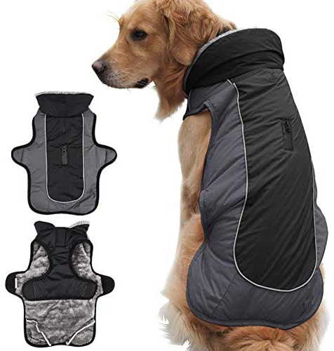 Idepet Chaqueta Abrigada para Perros, Traje para Nieve Resistente al Agua para Mascotas, Ropa Reflectante a Prueba de Viento para Perros pequeños, medianos y Grandes, Forro de algodón Suave