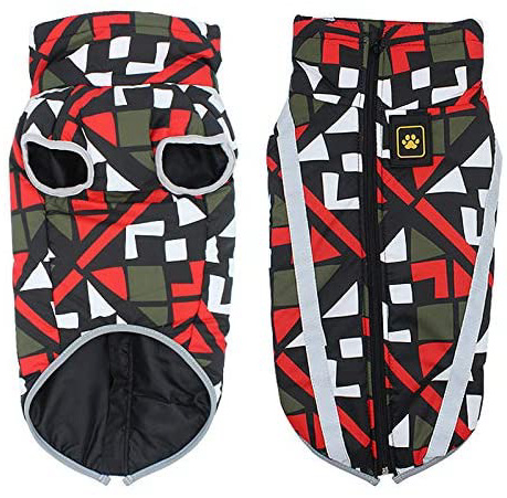 Idepet Chaqueta para Perros, Abrigos para Perros cálidos Chaquetas para Perros pequeñas, Medianas y Grandes Chaleco para Nieve a Prueba de Viento Ropa para Perros Traje con Orificio para arnés