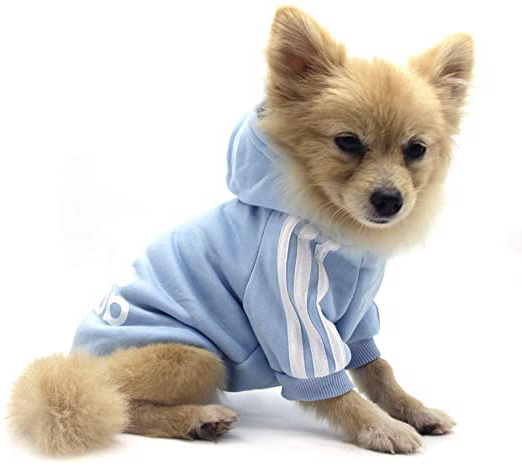 QiCheng&LYS Adidog Dog Hoodie Ropa, Mascota Cachorro Gato algodón Lindo cálido Sudadera con Capucha suéter (S, Azul)