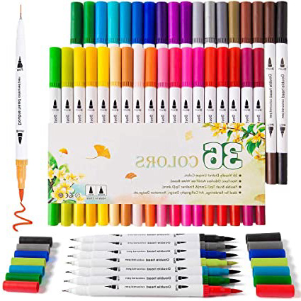 Rotuladores Doble Punta, Yidaxing 36 Color rotuladores Marcadores de Punta Doble punta de fieltro rotuladores de punta doble para Pintura de Caligrafía, Lettering, Manga, álbum de fotos